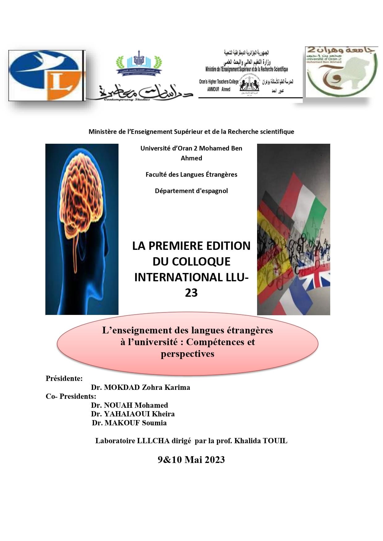 Colloque international intitulé “L’enseignement des langues étrangères à l’université : Compétences et perspectives”