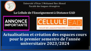 Actualisation et création des espaces cours pour le premier semestre de l’année universitaire 2023/2024