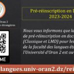 Pré-réinscription en Doctorat FLE Univ.Oran2 2023-2024