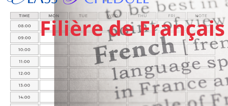 Emploi du temps pour la filière de la langue française