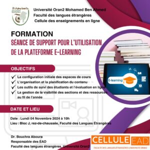 Séance de formation dédiée à l’utilisation de la plateforme eLearning de l’université