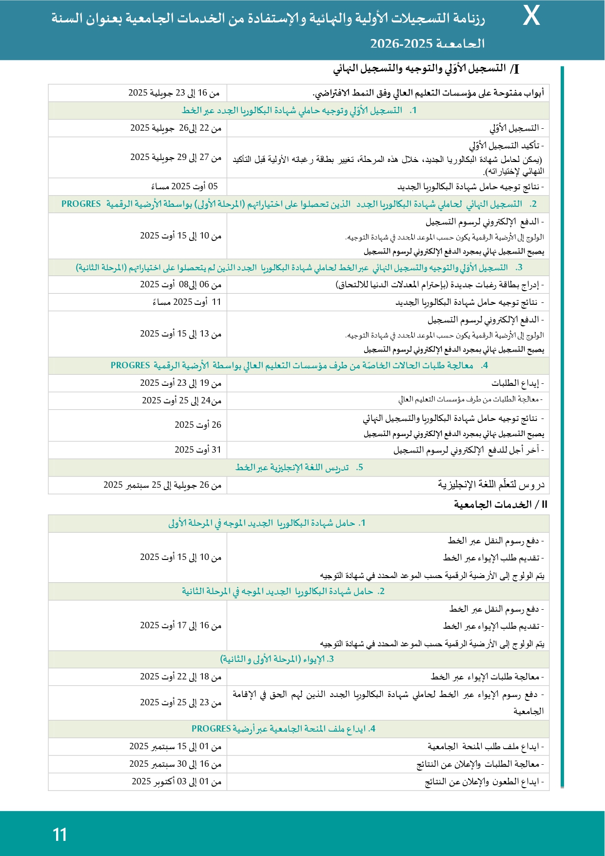 Academic Calendar – 2025/2026 Registration Timeline (Algerian Baccalaureate Holders)