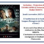 Invitation – Projection du film TAYARA SAFRA (L’Avion Jaune) de Hadjer SEBATA