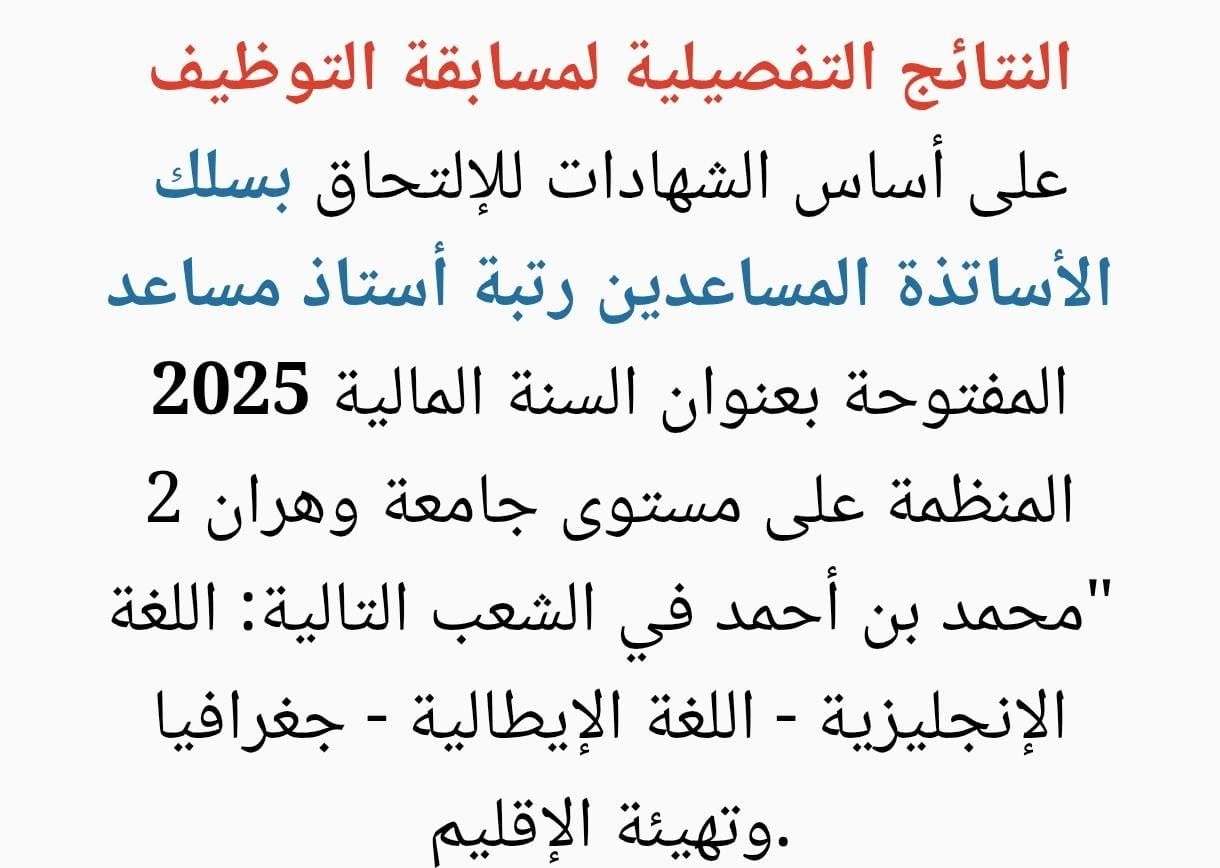 Recruitment results for Assistant Professors