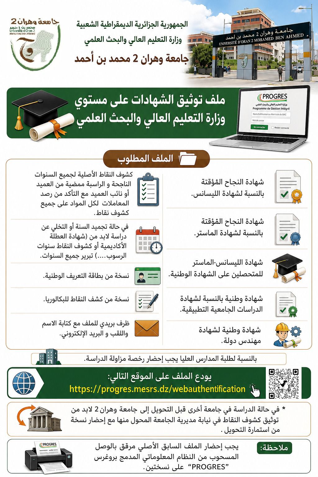 Rappel – Dossier de certification des diplômes