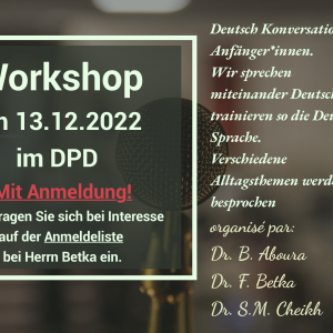 Workshop intitulé:  “Deutsch Konversation für Anfänger*innen”  au profit des étudiants en Langue Allemande