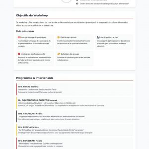 WORKSHOP : „ Entdeckungsreise durch die deutsche Sprache und Kultur“