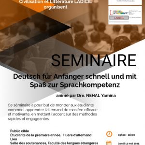 Séminaire au profit des étudiants d’Allemand: Deutsch für Anfänger – schnell und mit Spaß zur Sprachkompetenz